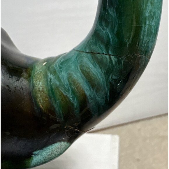 Blue Mountain Pottery Elephant Figure Green & Black Drip Glaze 8" Canada READ - Picture 7 of 10